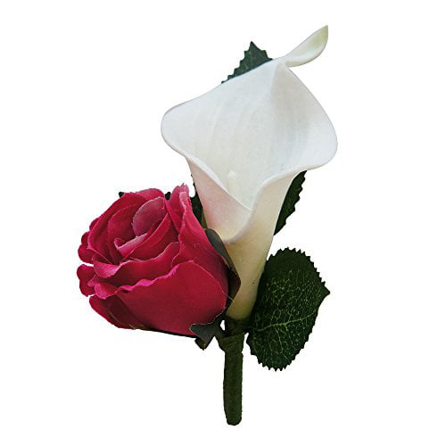 Artificial Flowers Boutonniere For Wedding And Prom Lavender nice quality calla lily and rose for wedding and prom 